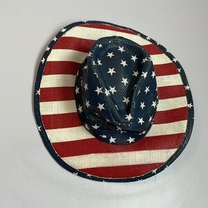 PUGS 100% Paper Red White Blue American Flag Cowboy Hat Western OS